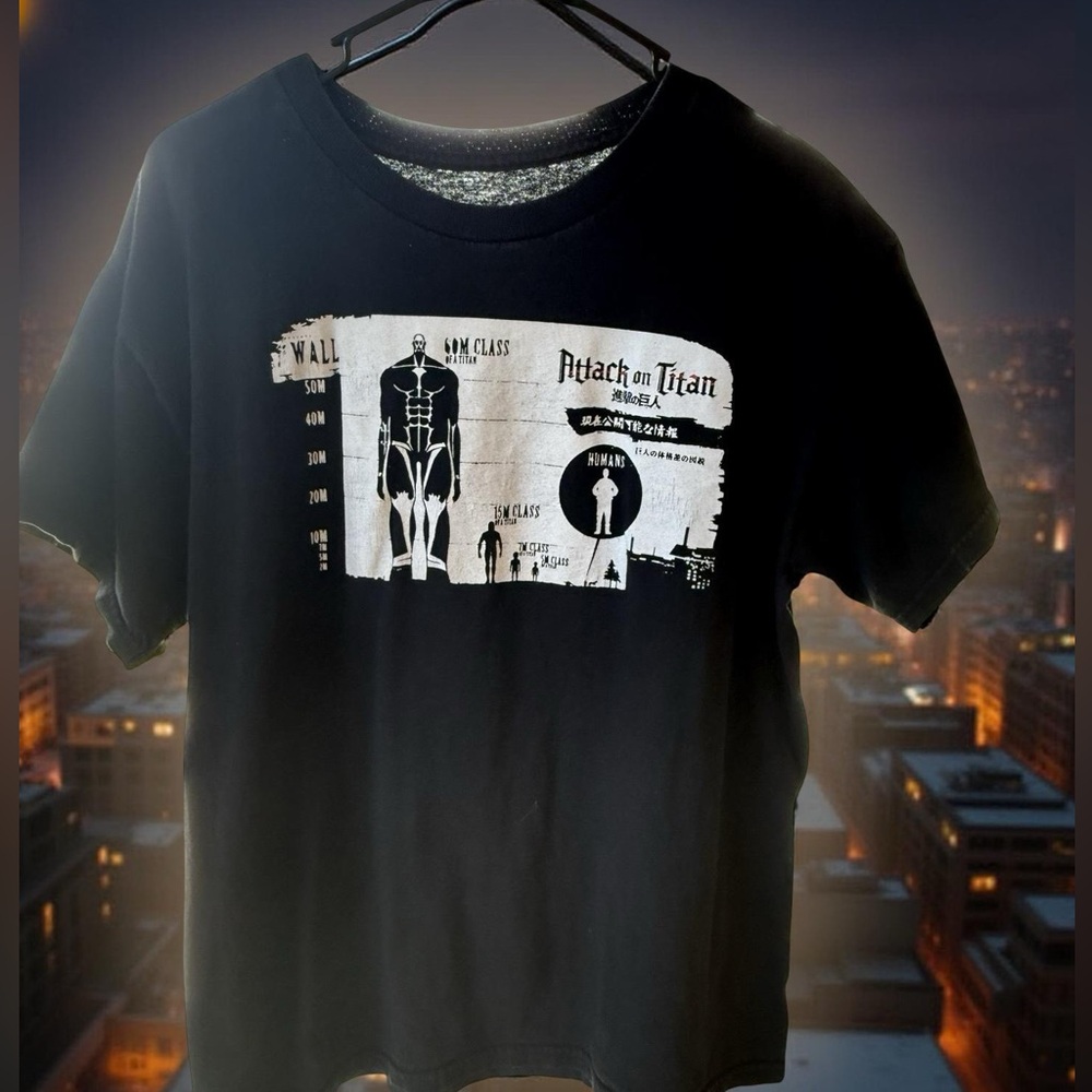 Attack on Titan Graphic T-Shirt‎ Black Anime Tee Adult Large